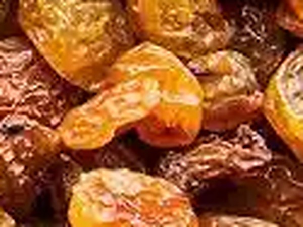 Close-up of golden yellow raisins